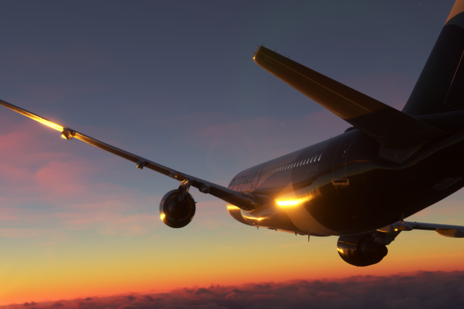 euroSKIES A320 im Sonnenuntergang