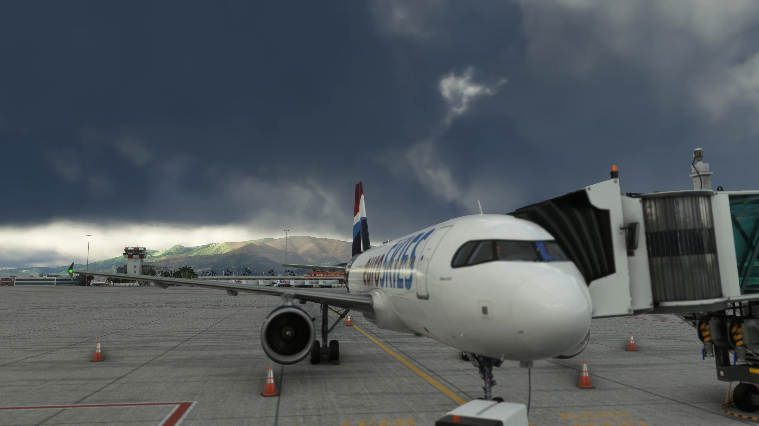 euroSKIS A320 experience parking in stormy weather