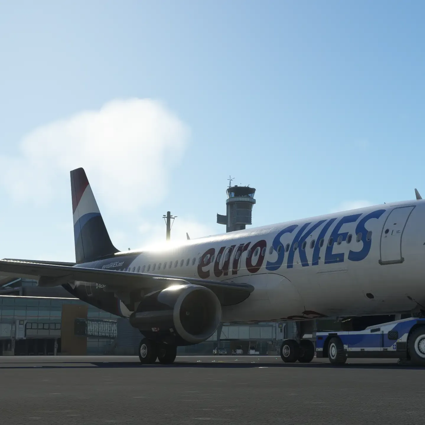 euroSKIES virtual airline Airbus  bereit für den Flugbetrieb beim zurückrollen