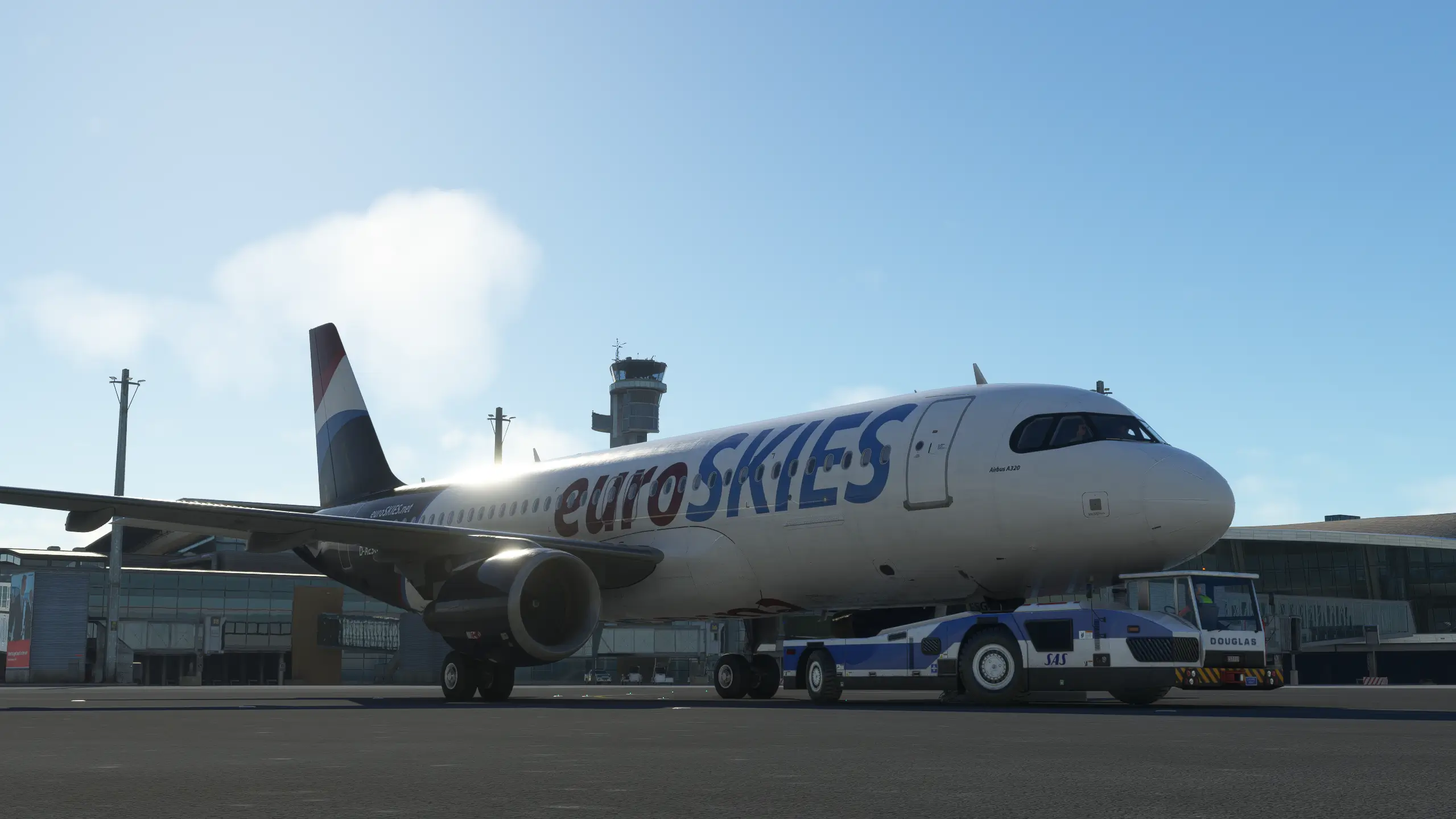 euroSKIES virtual airline Airbus  bereit für den Flugbetrieb beim zurückrollen
