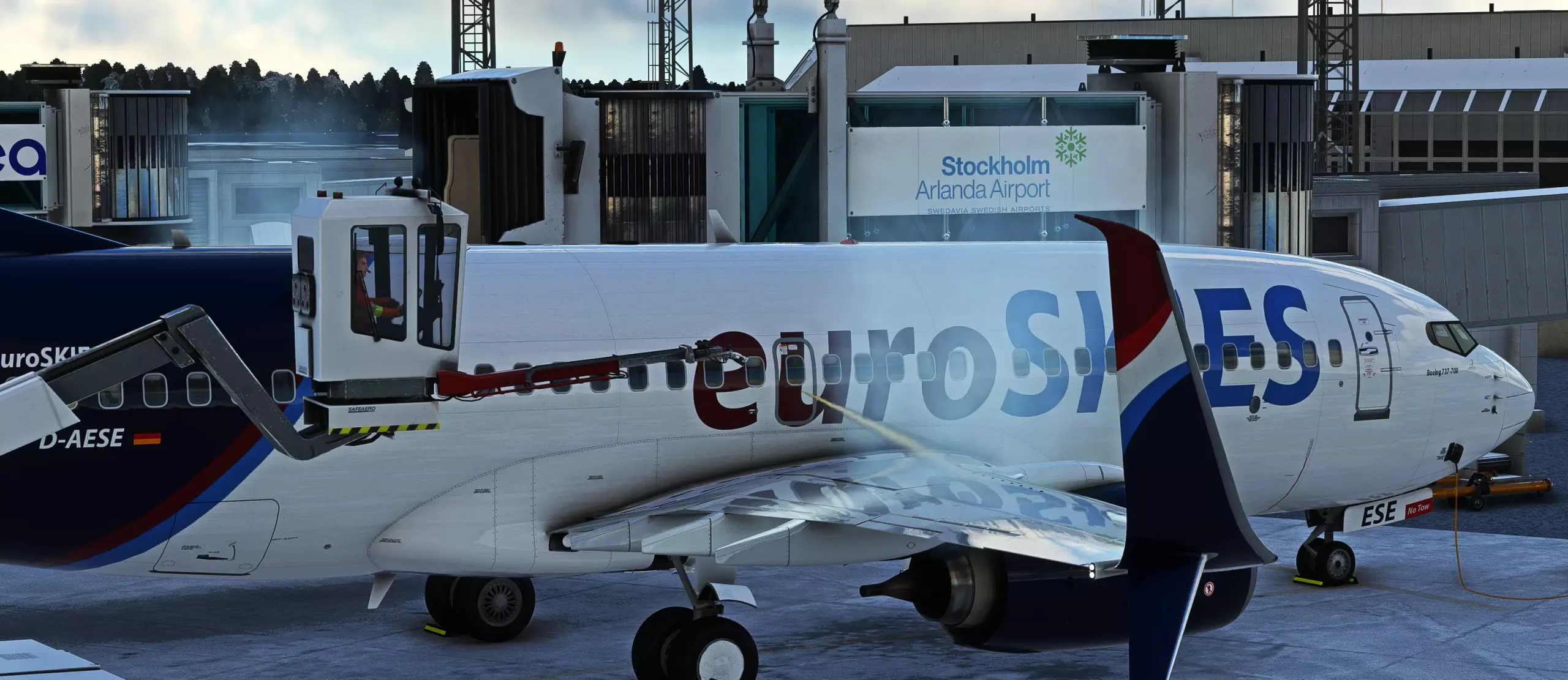 euroSKIES virtual Airline 737 während der Enteisung