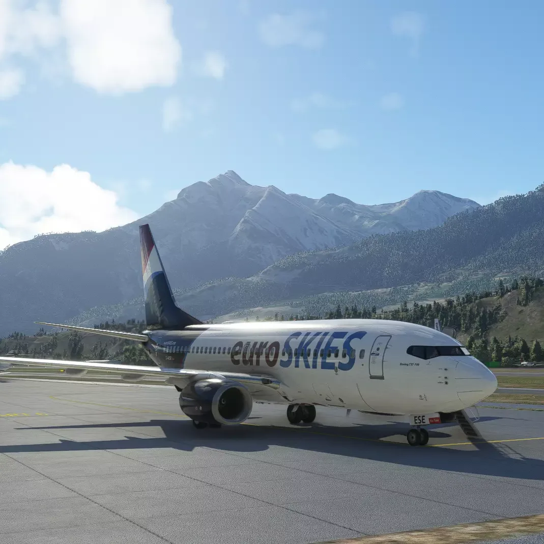 euroSKIES virtual airline boeing Bodeneinsatz vor dem Gebirgskamm