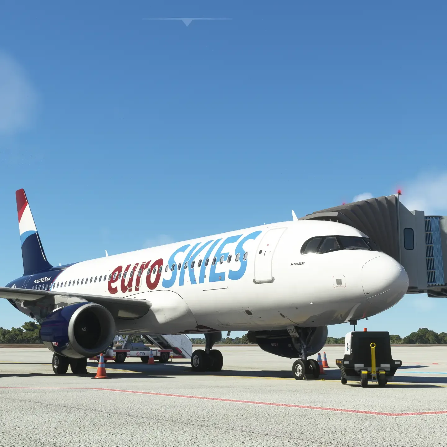euroSKIES virtuelle Fluggesellschaft im Einsatz am Gate