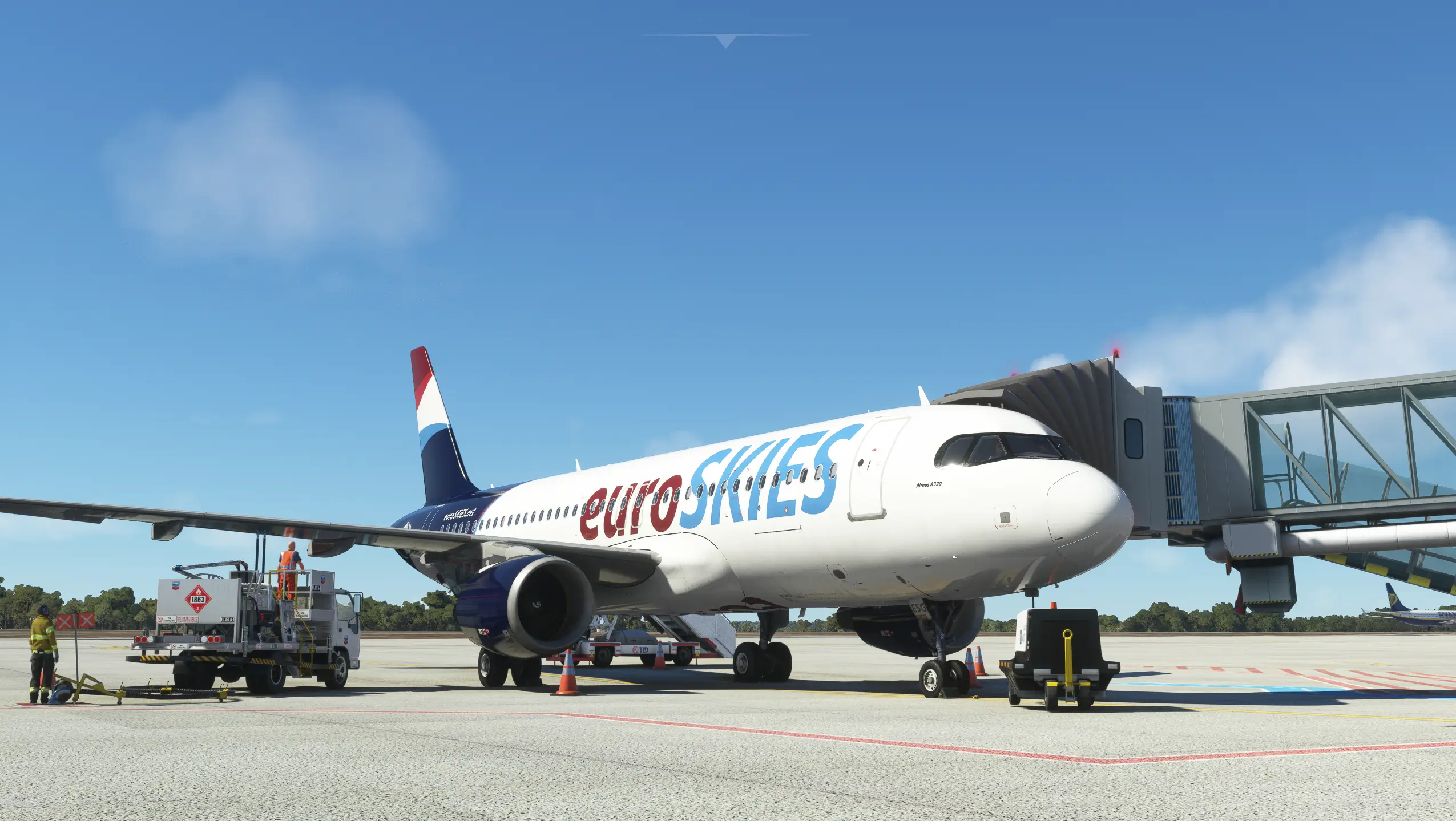 euroSKIES virtual airline Airbus  bereit für den Flugbetrieb am Gate